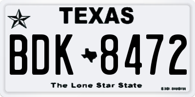 TX license plate BDK8472