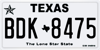 TX license plate BDK8475