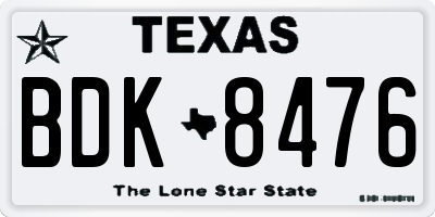 TX license plate BDK8476