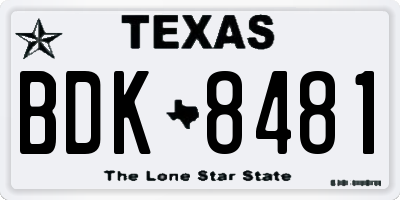 TX license plate BDK8481