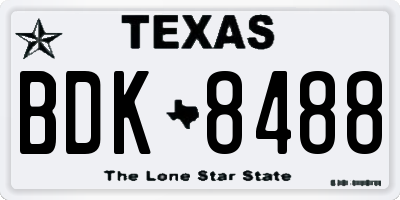 TX license plate BDK8488