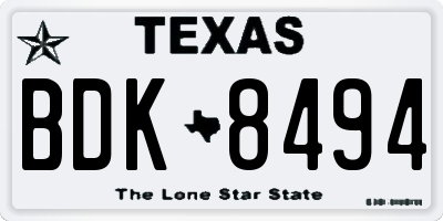 TX license plate BDK8494