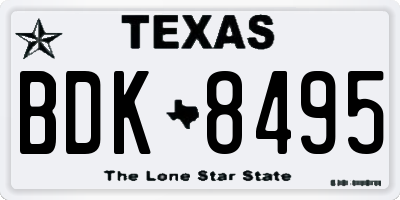 TX license plate BDK8495