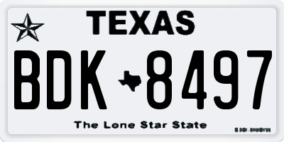 TX license plate BDK8497