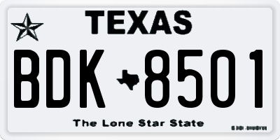 TX license plate BDK8501