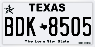 TX license plate BDK8505