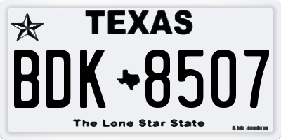 TX license plate BDK8507
