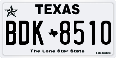 TX license plate BDK8510