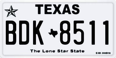 TX license plate BDK8511