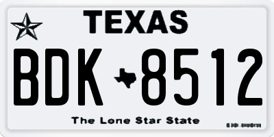 TX license plate BDK8512