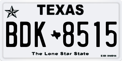 TX license plate BDK8515