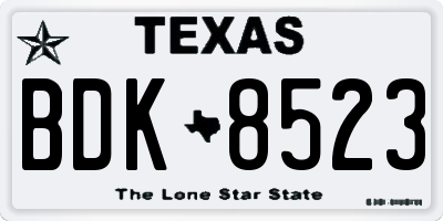 TX license plate BDK8523