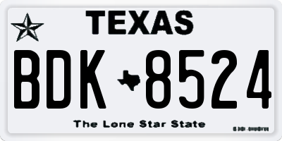 TX license plate BDK8524