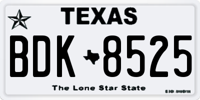 TX license plate BDK8525