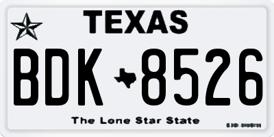 TX license plate BDK8526