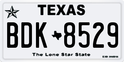 TX license plate BDK8529