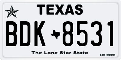 TX license plate BDK8531