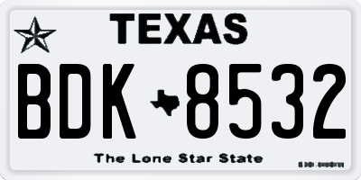 TX license plate BDK8532