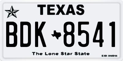 TX license plate BDK8541