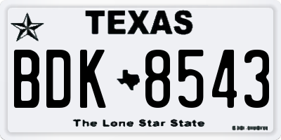 TX license plate BDK8543