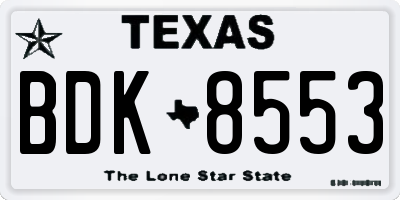 TX license plate BDK8553