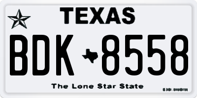 TX license plate BDK8558