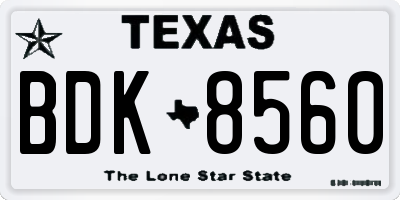TX license plate BDK8560