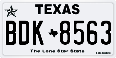 TX license plate BDK8563