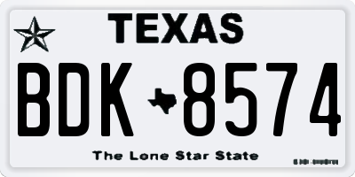 TX license plate BDK8574