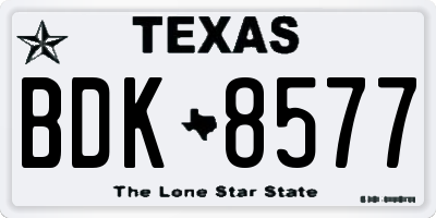 TX license plate BDK8577