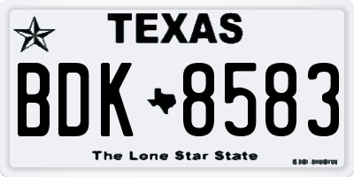 TX license plate BDK8583