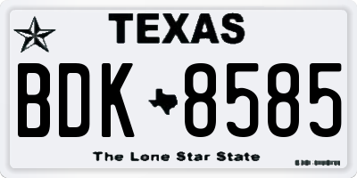 TX license plate BDK8585