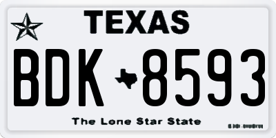 TX license plate BDK8593