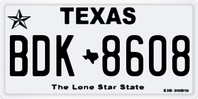 TX license plate BDK8608