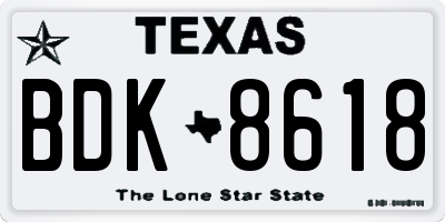 TX license plate BDK8618