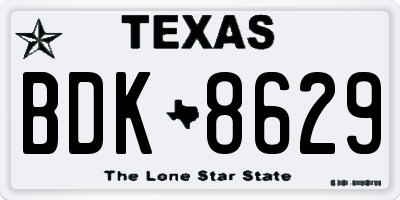 TX license plate BDK8629