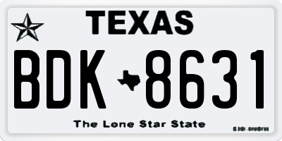 TX license plate BDK8631