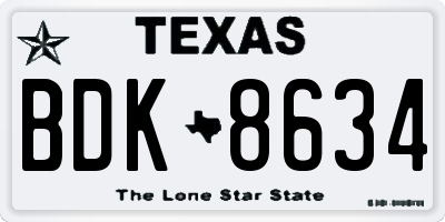 TX license plate BDK8634