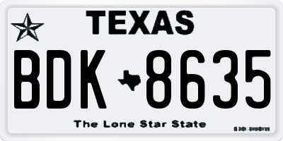TX license plate BDK8635