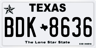 TX license plate BDK8636