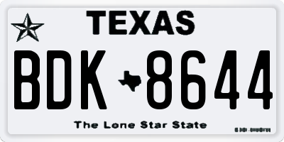 TX license plate BDK8644