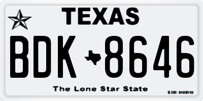 TX license plate BDK8646
