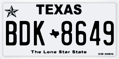 TX license plate BDK8649
