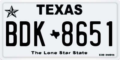 TX license plate BDK8651