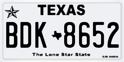 TX license plate BDK8652