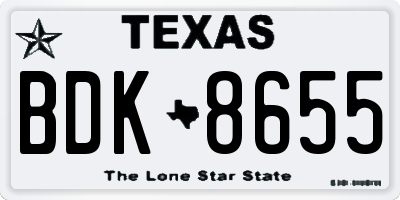 TX license plate BDK8655