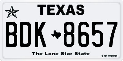 TX license plate BDK8657