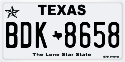 TX license plate BDK8658