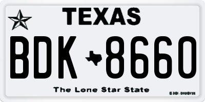 TX license plate BDK8660