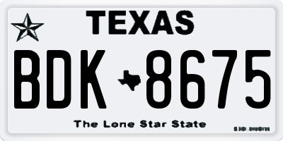 TX license plate BDK8675